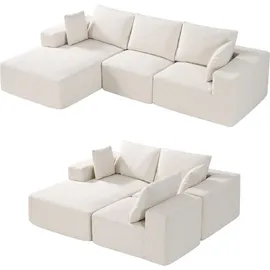 Vevor Eckcouch Cord 2-Sitzer Beige