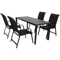 DEGAMO Garnitur LAGOS 5-teilig, Aluminium anthrazit + Kunstgewebe schwarz