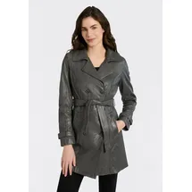Mauritius Ledermantel GWTaresa (2-tlg., mit Bindegürtel) Leder-Trenchcoat mit Bindegürtel grau L (40)