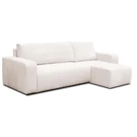 VENASI MÖBEL Ecksofa mit Schlaffunktion und Bettkasten Cord-Stofff, Luna L-Form Schlafsofa Eckcouch Sofa (Beige)