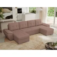 MKS MÖBEL Ecksofa UMBRIA U, Set, Schlafsofa U-form, Wellenfedern, T30-Schaum, Ecksofa U-Form, Bettkasten, Schlaffunktion, lose Kissen rosa