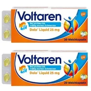 Voltaren Dolo Liquid 25 mg Weichkapseln, gegen Rückenschmerzen Doppelpackung (2x 20St)