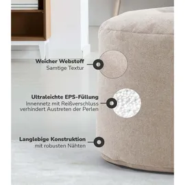 mokebo Pouf Der Ruhepouf Stoff 60 x 40 x 60 cm Beige