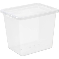 Plast Team Basic Box 31l, Aufbewahrungsbox mit Deckel, aus Kunststoff, transparent, 5er Set, Blank, one Size, 5