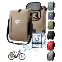 MIVELO - 3 in 1 Fahrradtasche - Rucksack - Schultertasche wasserdicht 100% PVC frei, mit Laptopfach, für Fahrrad Gepäckträger 1 STK (Sand-beige, 20L)