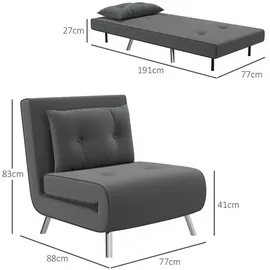 Homcom Schlafsessel mit Bettfunktion, Einzelsofa mit Kissen Samtoptik