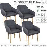 TSGPS Kingpower Stühle Esszimmerstühle in 2er, 4er, 6er, 8er Set, Armlehnstuhl Polsterstuhl Stoff Sessel mit Armlehne Echtholz Stuhl Stuhlbeine in Dunkelgrau Stück:4