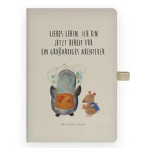 Mr. & Mrs. Panda DIN A4 Baumwoll Notizbuch Pinguin & Maus Wanderer - Geschenk, Notizen, Abenteurer, Skizzenbuch, Journal, Roadtrip, wandern,