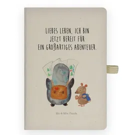 Mr. & Mrs. Panda DIN A4 Baumwoll Notizbuch Pinguin & Maus Wanderer - Geschenk, Notizen, Abenteurer, Skizzenbuch, Journal, Roadtrip, wandern,