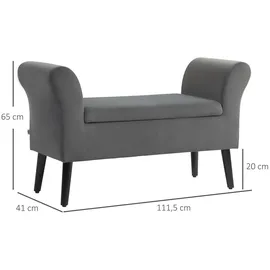 Homcom Sitzbank Polsterbank mit Stauraum Bettbank mit Armlehne für Flur Schlafzimmer samtartiges Polyester 111,5 x 41 x 65 cm Dunkelgrau Kunststoff, 41x65x111.5 Esszimmer, Bänke, Sitzbänke