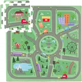 Relaxdays Puzzlematte, Stadt Blau,Grau,Grün