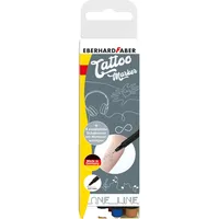 Eberhard Faber Faber 559505 - Tattoo Stifte Set One Line, 4 Stifte im Kunststoffetui mit 4 Schablonen