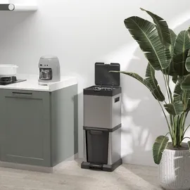 Homcom Mülleimer 20+14 l Silber