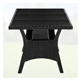 CASARIA Gartentisch WPC Tischplatte 190 x 90 x 75 cm schwarz