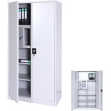 Mendler Aktenschrank HWC-L60, Stahlschrank Mehrzweckschrank, Schließfach Kleiderstange abschließbar, Metall 185x90x45cm, grau