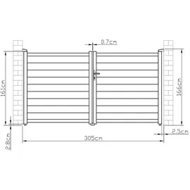 vente-unique Gartentor Flügeltor 300 x 161 cm Anthrazit/Aluminium