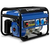 EBERTH 3000 Watt Notstromaggregat Stromerzeuger Stromaggregat mit 6,5 PS Benzinmotor, 4-Takt, luftgekühlt, 2x 230V, 1x 12V, Seilzugstart, Automatischer Voltregler AVR, Ölmangelsicherung, Voltmeter