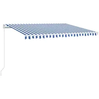 VidaXL LED Einziehbar Gelenkarmmarkise 400 x 350 cm blau/weiß