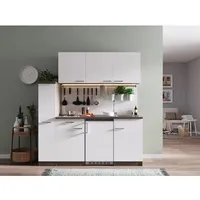 Respekta Küchenzeile Oliver E-Geräte 180 cm mit Glaskeramikkochfeld weiß/eiche york nachbildung