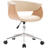 vidaXL Drehbarer Bürostuhl Bugholz Kunstleder Creme