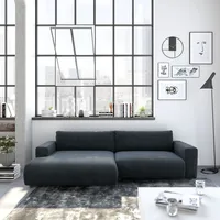 Ecksofa MUSTERRING "LUCIA zeitlos, bequem, schöne Detailverarbeitung Breite 296cm, L-Form", schwarz (schwarz samt), B:296cm H:81cm T:190cm, Flachgewebe VALMONT (60% Baumwolle/40% Leinen);Leder PURO, pigmentiertes Leder;Microfaser CRONA (100% Polyester);Flachgewebe FLORIS (100% Polyester);Leder BAX, pigmentiertes Leder, Sofas, Ecksofa