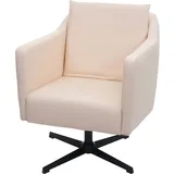 Mendler Lounge-Sessel HWC-H93b, Sessel Cocktailsessel Relaxsessel mit Fußkreuz, drehbar ~ Kunstleder creme-beige