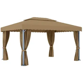 vidaXL Pavillon mit Vorhang 4 x 3 m taupe