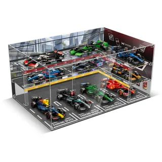 Acryl-Display-Vitrine Kompatibel mit Lego 77242-77251 Racing Model Parking Building, Staubdichte, transparente HD-Hintergrundvitrine für Lego-Rennwagen (nur Box, kein Modell)
