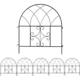 Outsunny Gartenzaun Zaun Stahl 300 cm x 70 cm hoch Dekorativer Gitterzaun Set