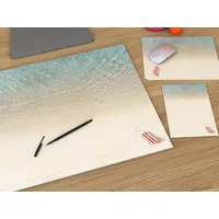 Schreibtischunterlage aus Papier DIN A2 | Design "Traumurlaub" | 25 Blatt | mit extra Kalenderblatt 2025 und 2026 | Abreißblock (mit Schutzleiste, Notizblock und Mauspad)