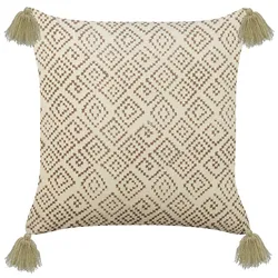 Dekokissen SANTOLINA Samtstoff 45 x 45 cm Beige Geometrisches Muster