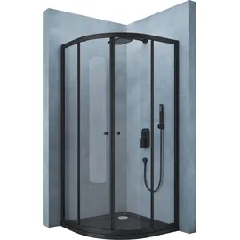 SoGood Ravenna 32K Viertelkreis Duschkabine mit Schiebetür 90 x 190 cm schwarz Klarglas
