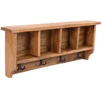 DESIGN DELIGHTS Wandgarderobe, Honig, Holz, Echtholz,Recyclingholz, Vintage, 70x27x11 cm,