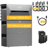 Balkonkraftwerk Speicher 4.8kWh, Anker Solix Solarbank 2 E1600 Pro mit Erweiterungsakku x 2 und Anker SOLIX Smarten Zähler