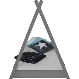 Homestyle4u Kinderbett Tipi 90 x 200 cm Kiefer grau