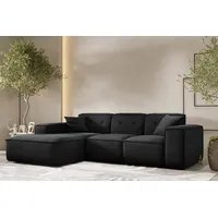 Fun Möbel Ecksofa Designersofa CESINA Stoff Opera Velvet Schwarz