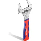 WorkPro 2 IN 1 Schraubenschlüssel verstellbar Rohrzange & Rollgabelschlüssel Einmaulschlüssel aus Chrom-Vanadium Stahl mit Gummigriff – Länge: 200 mm (max. 42mm Maulweite)