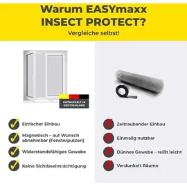 EasyMaxx Fliegengitter mit Pollenschutz 150 x 130 cm Grau