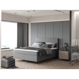 Fun Möbel Boxspringbett Schlafzimmerbett ROCIO Nr.3 Premium 140x200cm in Stoff Grau