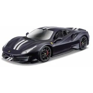 BBURAGO Ferrari 488 Pista (2018): Modellauto im Maßstab 1:24, Ferrari Race & Play Serie, Türen beweglich, blau (18-26026B)