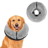 Aufblasbare Halskrause Hund, Einstellbar Hundekragen Leckschutz Schutzkragen Katze Hundehalskrause Weich Halskragen Hunde für Genesung nach Operationen oder Wunden Grau, S