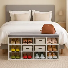 Relaxdays Schuhbank 104 x 48 x 30 cm grau/weiß