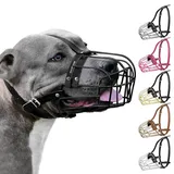 BRONZEDOG Maulkorb für Hunde, Metallmaske, für Amstaff, Pitbull, verstellbare Lederriemen für große Hunde, Braun (Schwarz, one Size)