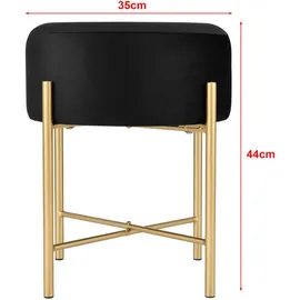 [en.casa] Sitzhocker Kungälv Baumwolle 35 x 44 x 35 cm Schwarz/Messingfarben
