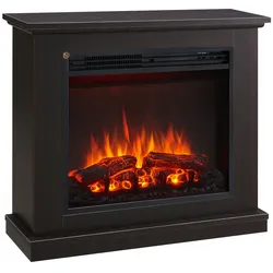 BALDERIA Elektrokamin Phanos | Elektrischer Standkamin, Heizung, LED-Beleuchtung, 3D-Flammeneffekt & Fernbedienung | Dunkelbraun