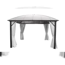 LECO Kuppeldachpavillon mit Stegplatten 3,65x3,65 m, Gestell anthrazit, Seitenteile Fb. lichtgrau