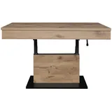 Mäusbacher Couchtisch höhenverstellbar, viking oak Dekor / schwarz - 110x58/77x60cm (BxHxT) schwarz