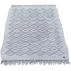 Badematte TOM TAILOR HOME "Vintage Wash", grau, H:6mm, Baumwolle, Badematten, Badteppich, Uni Farben, Rauten Muster, mit Fransen, reine Baumwolle