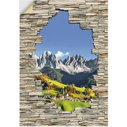 Artland Wandbild »Alpen Berge Santa Maddalena Stein Mauer«, Berge & Alpenbilder, (1 St.), als Alubild, Outdoorbild, Wandaufkleber in verschied. Größen Artland Farbe Bild(er): grün