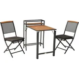 merxxhandels Merxx "Patmos" (Set, 5tlg., 2 Klapptsühle, 2 Sitzkissen, 1 Balkonklappentisch, Aluminium/Stahl mit Akazienholz - Grau